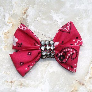 HAND CRAFTED Cat Bandana Pink Bandana Bling Bow Tie For Collar